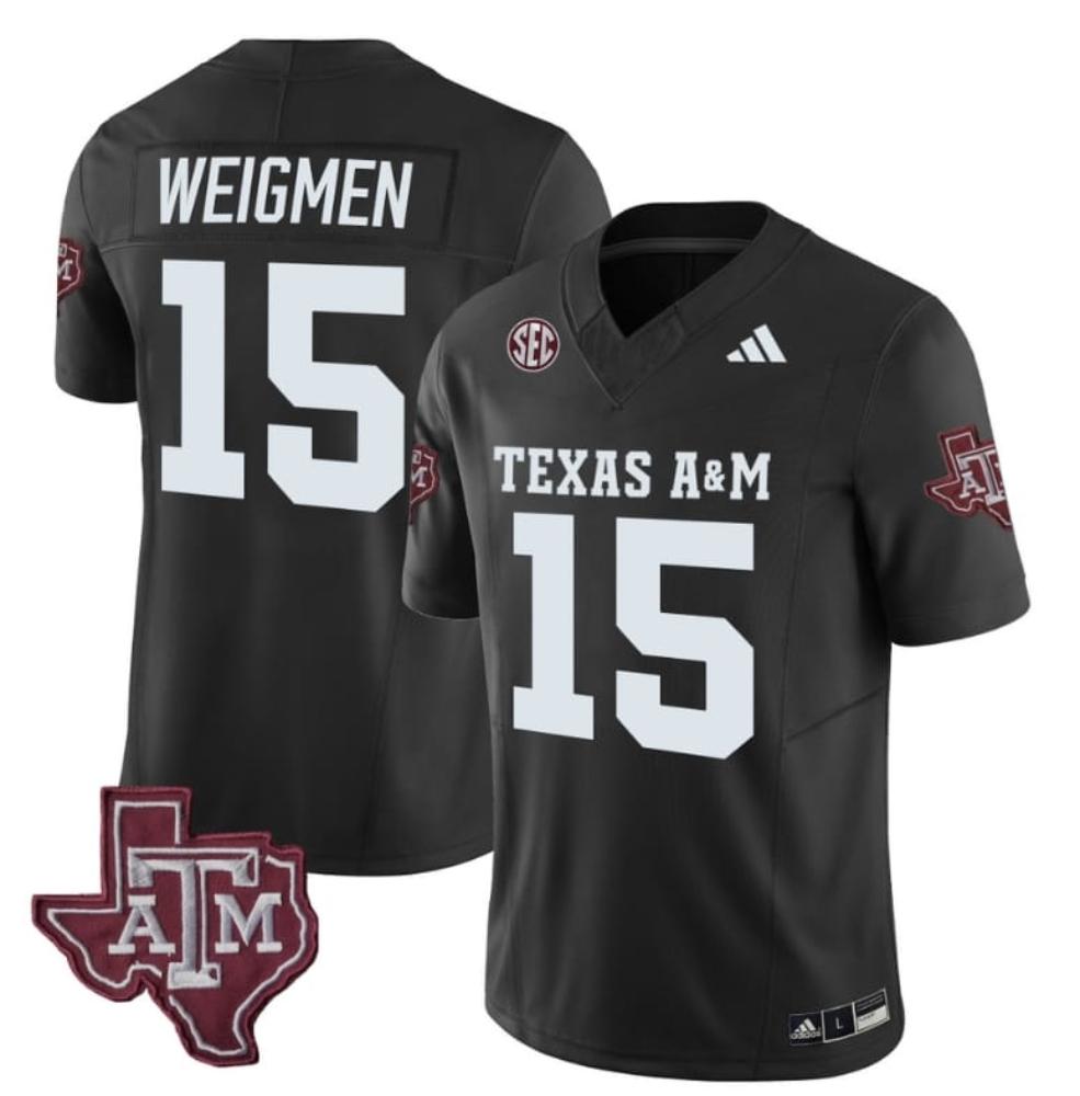 Mens Texas Am Aggies Conner Weigman Jersey 15 Collegeblack