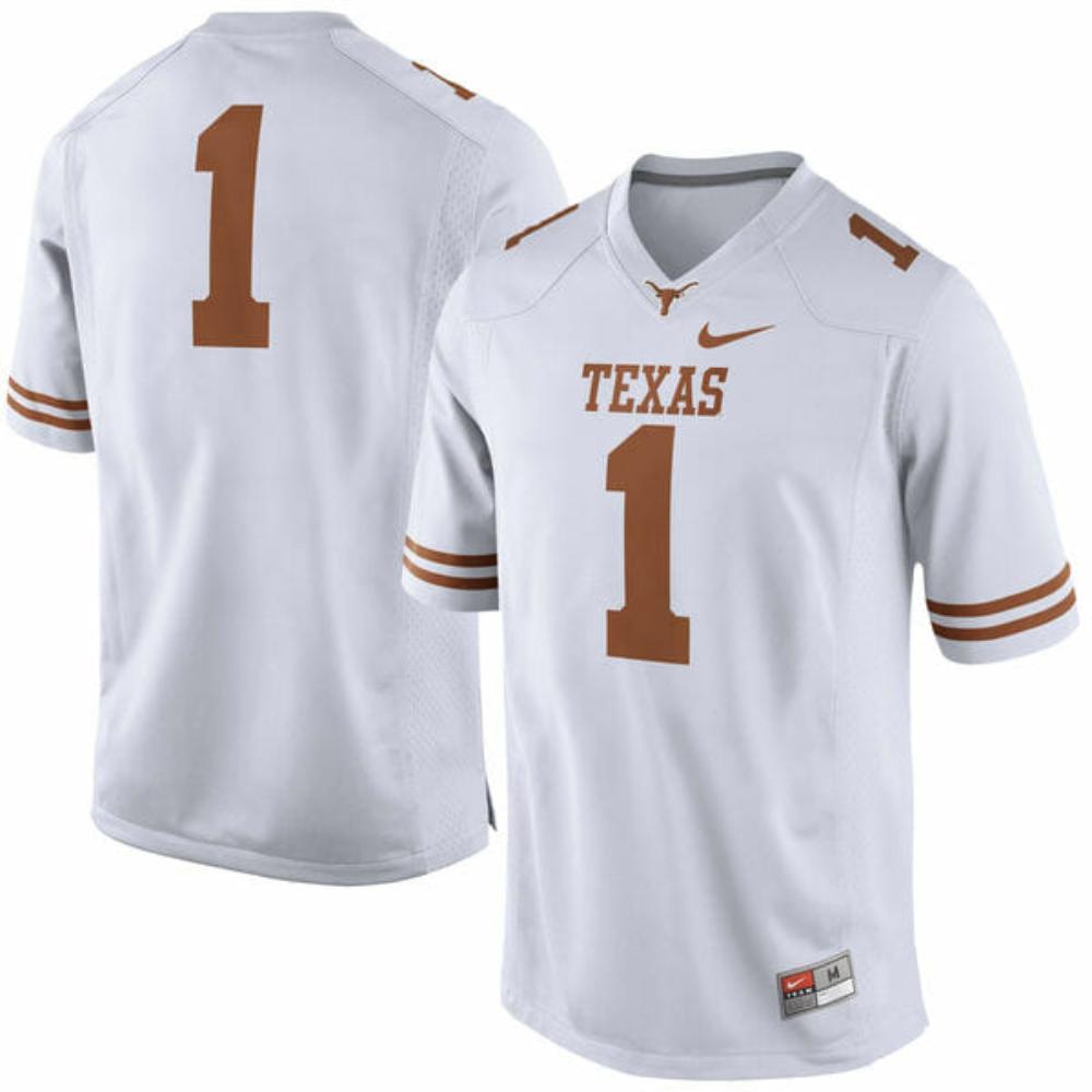 Mens Texas Longhorns 1 No Name College Jersey White