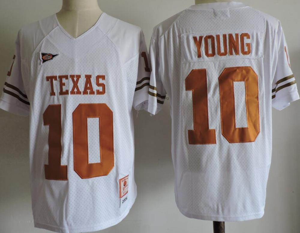 Mens Texas Longhorns 10 Vince Young College Football Jersey White