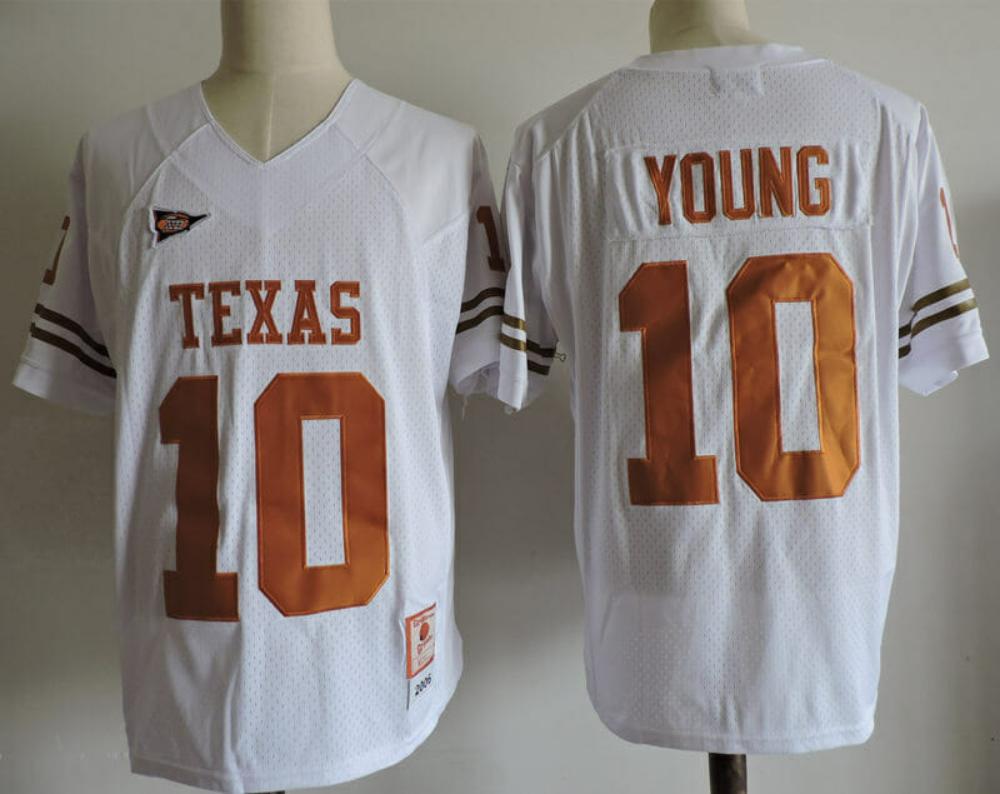 Mens Texas Longhorns 10 Vince Young College Jersey White
