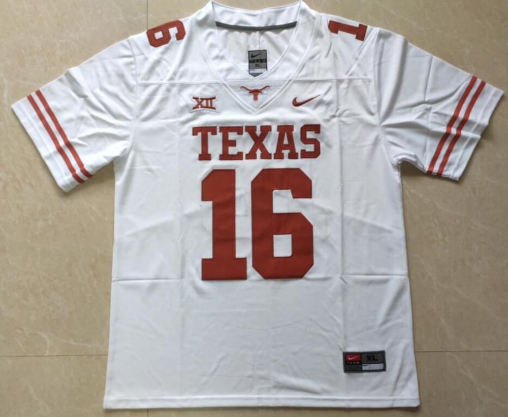 Mens Texas Longhorns 16 Arch Manning Jerseys White