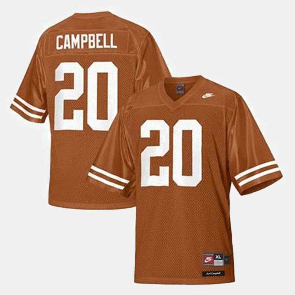 Mens Texas Longhorns 20 Earl Campbell College Orange Jersey