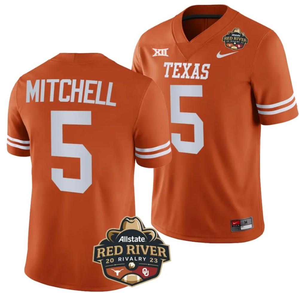 Mens Texas Longhorns Adonai Mitchell Jersey 5 2023 Allstate Red River Rivalry