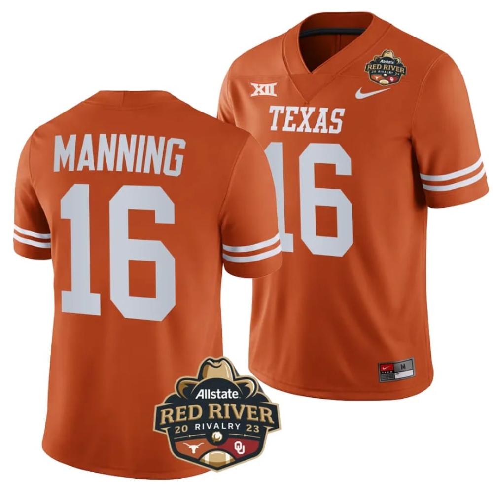 Mens Texas Longhorns Arch Manning Jersey 16 2023 Allstate Red River Rivalry O