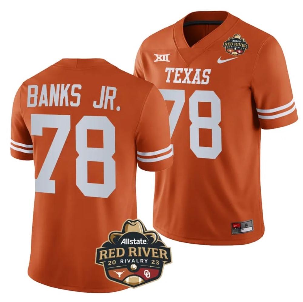 Mens Texas Longhorns Kelvin Banks Jr Jersey 78 2023 Allstate Red River Rival