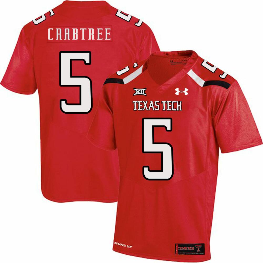 Mens Texas Tech 5 Michael Crabtree Ncaa Jersey College Red