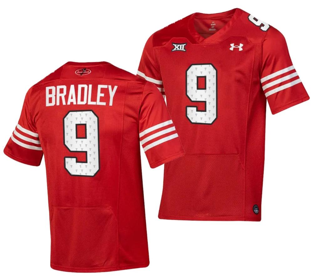 Mens Texas Tech Red Raiders Jerand Bradley Jersey 9 College Throwback Stitche