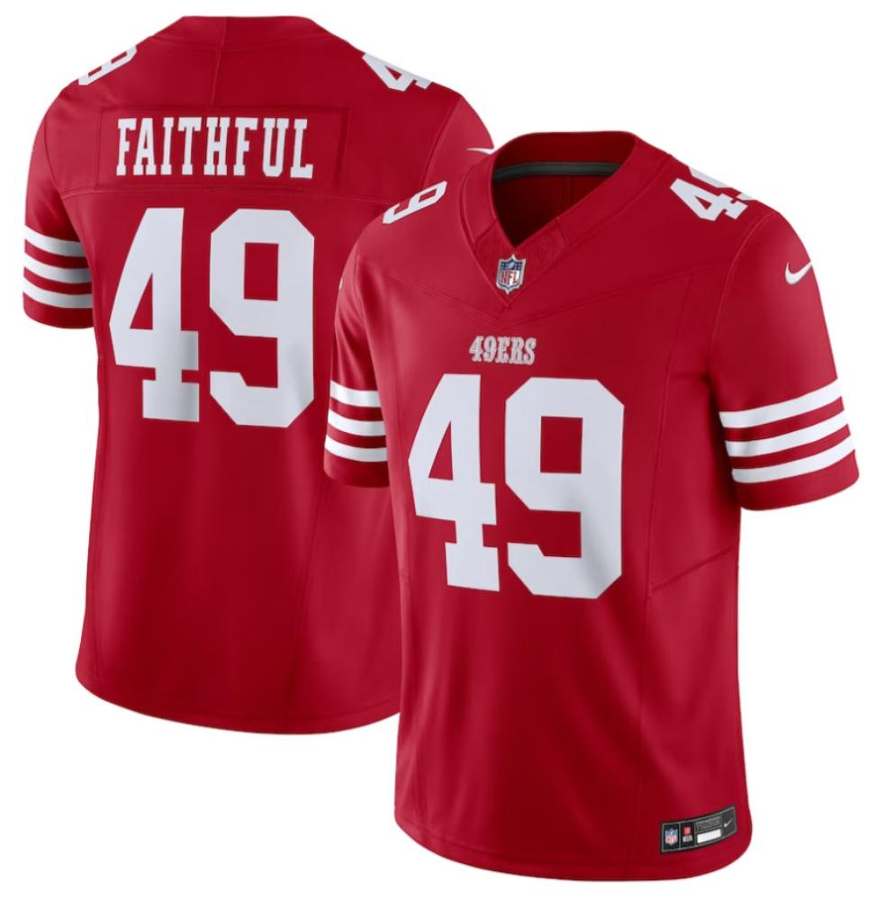 Mens The Faithful 49 Scarlet San Francisco 49ers Vapor Fuse Limited Jersey
