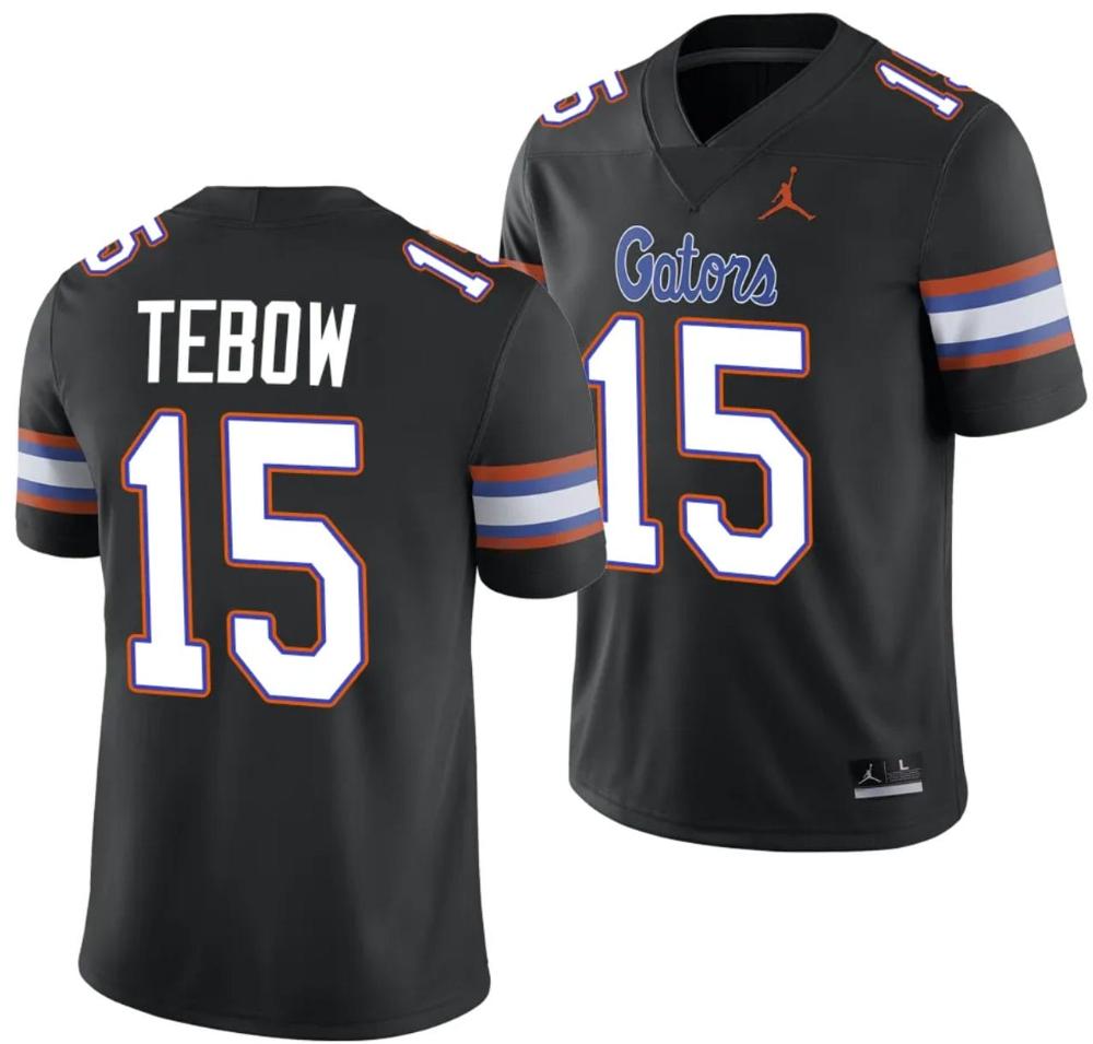 Mens Tim Tebow Jersey 15 Florida Gators Alternate College 2023 24 Black