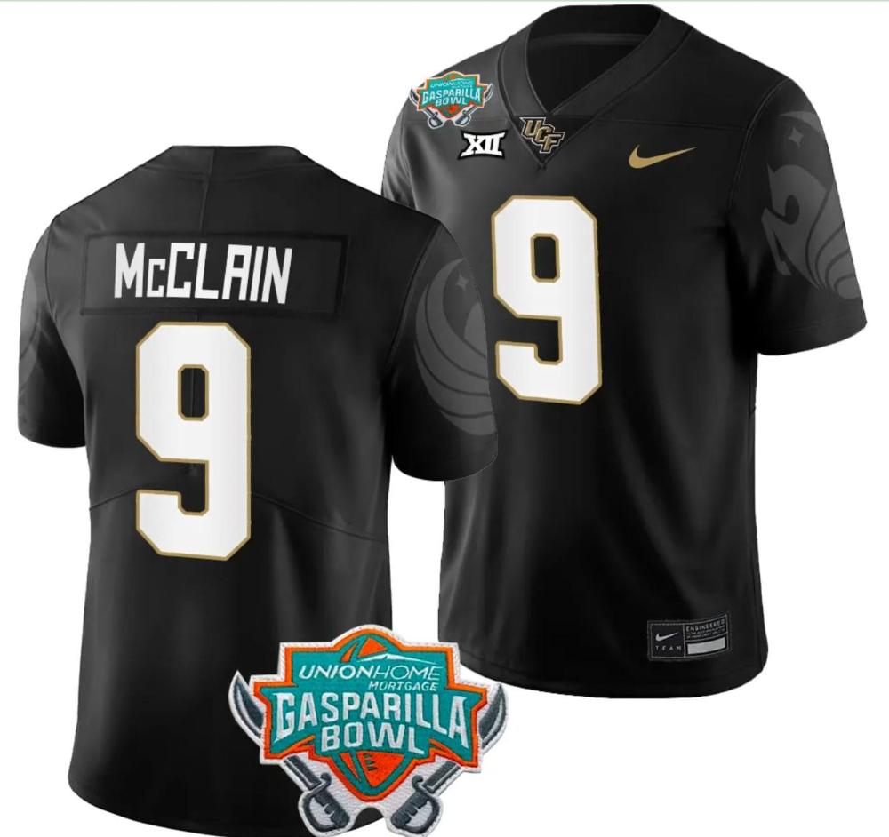 Mens Timmy Mcclain Jersey 9 Ucf Knights 2023 Gasparilla Black
