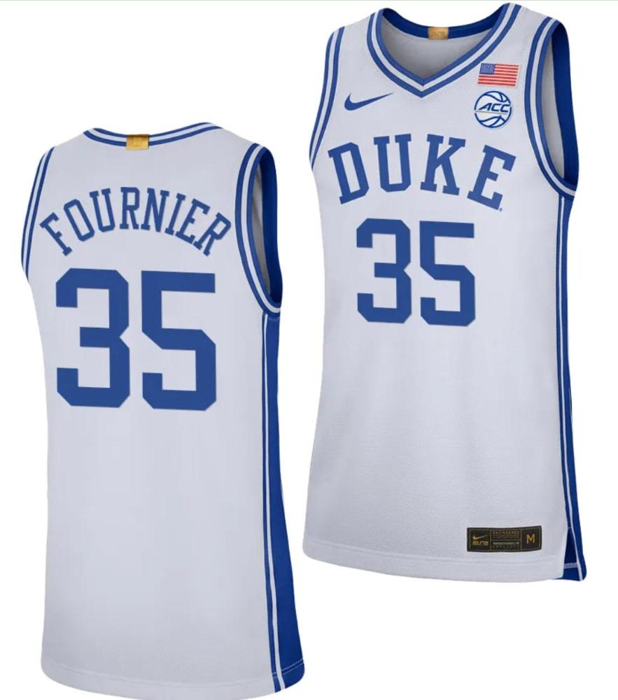 Mens Toby Fournier Jersey 35 Duke Blue Devils Basketball College White