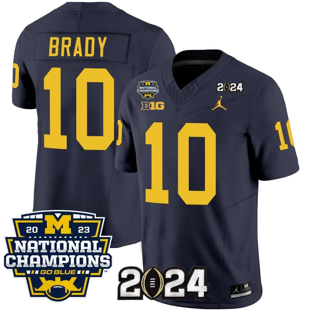 Mens Tom Brady Jersey 10 Michigan Wolverines 2024 National Champions Patch Na