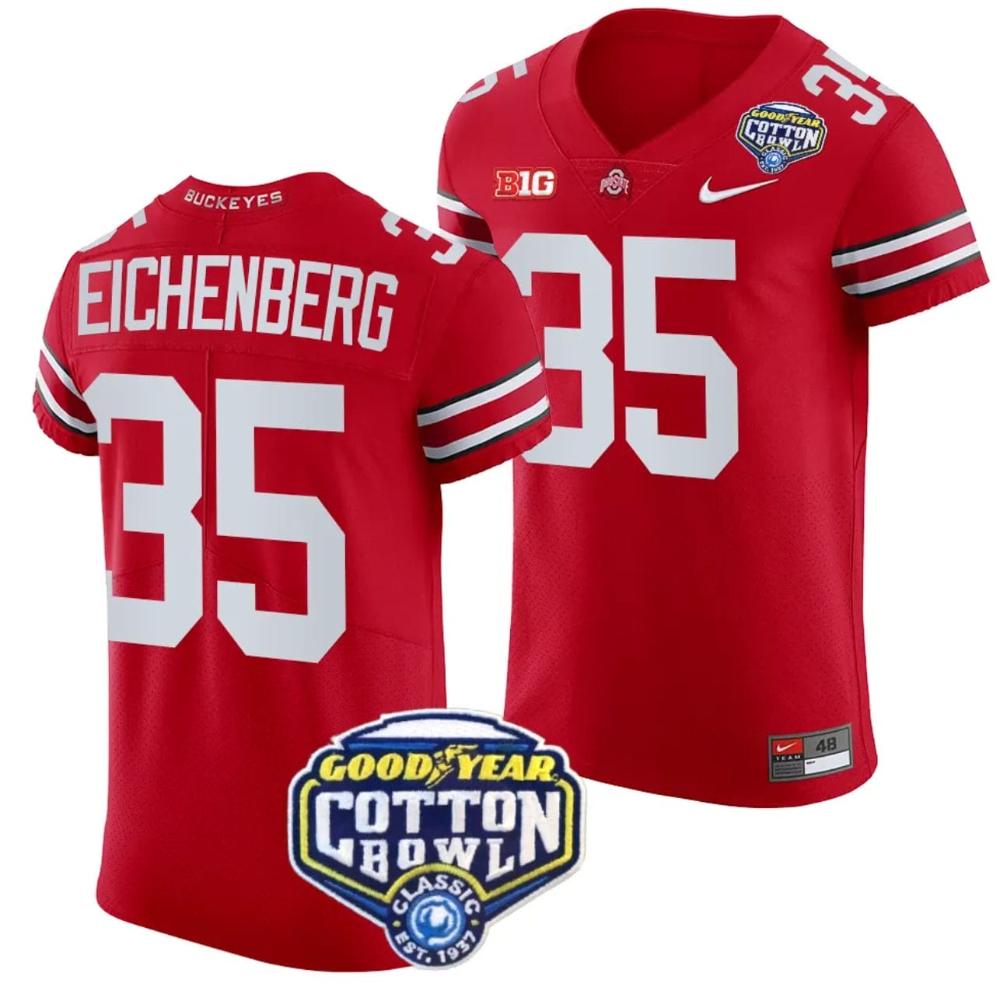 Mens Tommy Eichenberg Jersey 35 Ohio State Buckeyes Cotton Bowl Patch 2023 Fo