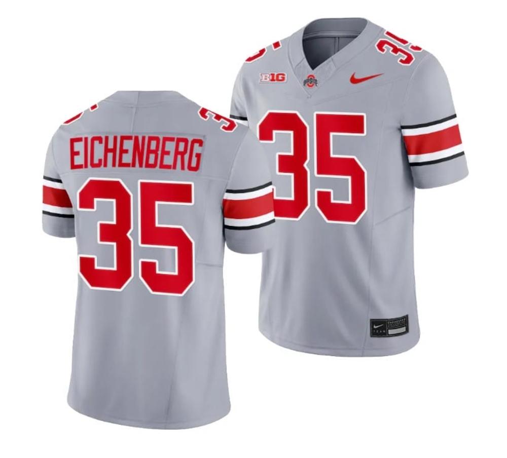 Mens Tommy Eichenberg Jersey Ohio State Buckeyes 35 2023 Alternate Gray Limit