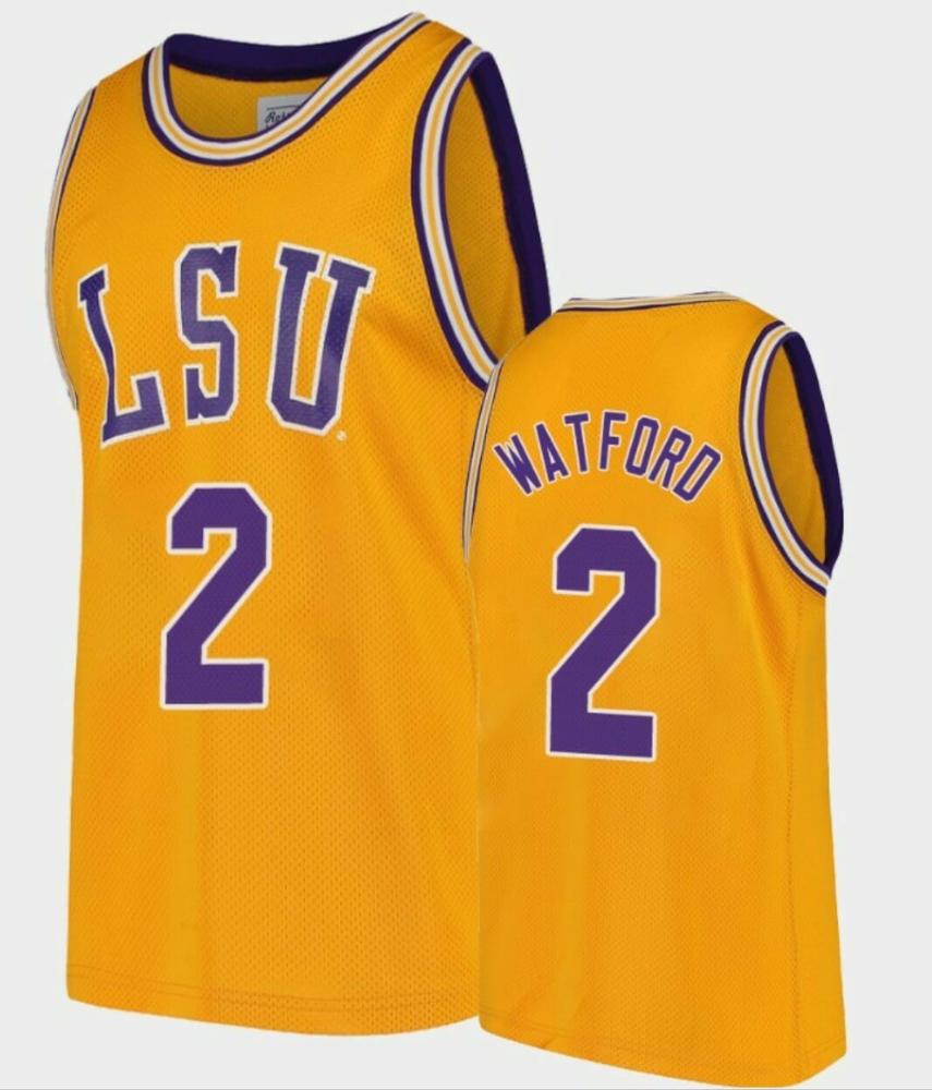 Mens Trendon Watford Jersey Lsu Tigers Basketball Gold Replica 2