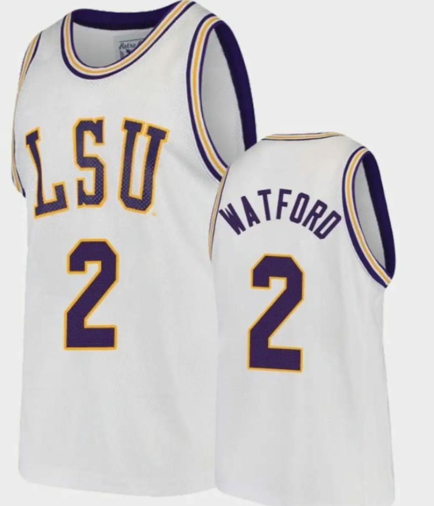 Mens Trendon Watford Jersey Lsu Tigers College Basketball White 2