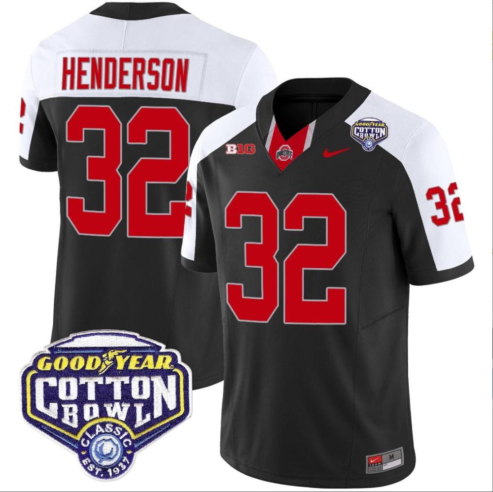 Mens Treveyon Henderson Jersey 32 Ohio State Buckeyes Cotton Bowl Patch Vapor