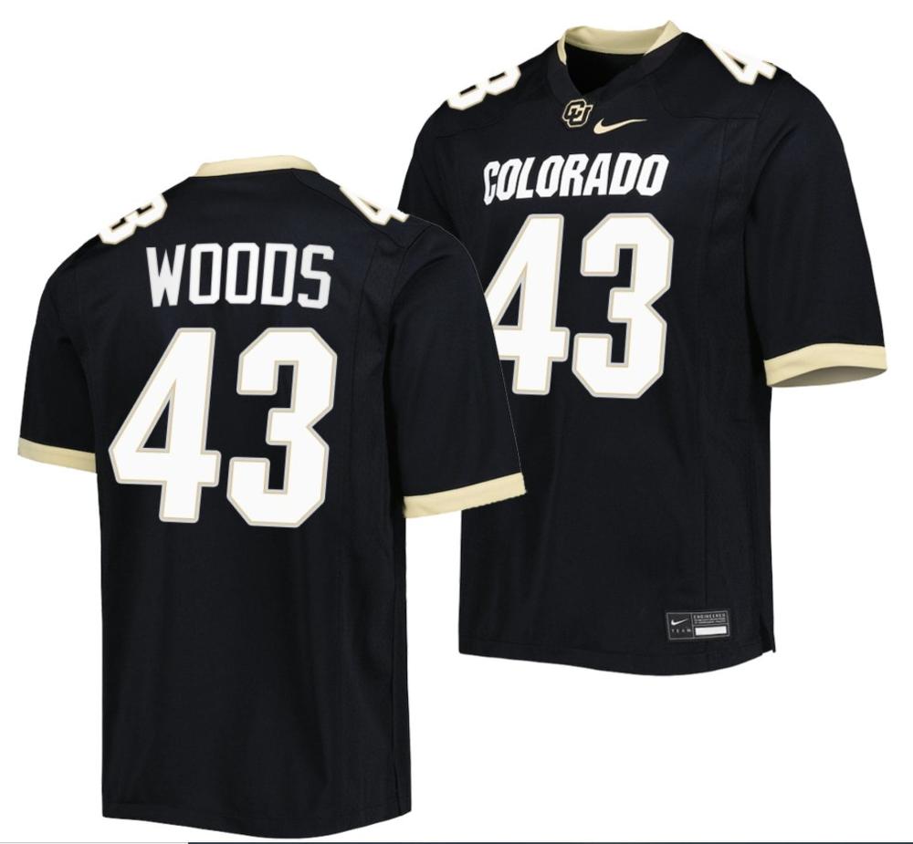 Mens Trevor Woods Jersey Colorado Buffaloes College Untouchable Replica Black