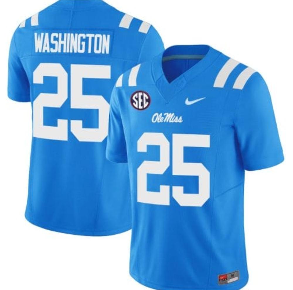 Mens Trey Washington Jersey 25 Ole Miss Rebels Football Powder Blue