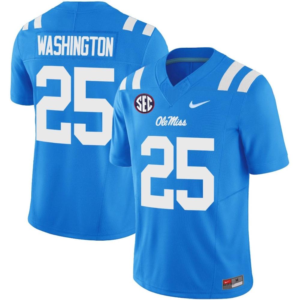 Mens Trey Washington Jersey 25 Ole Miss Rebels Football Vapor Limited Powder