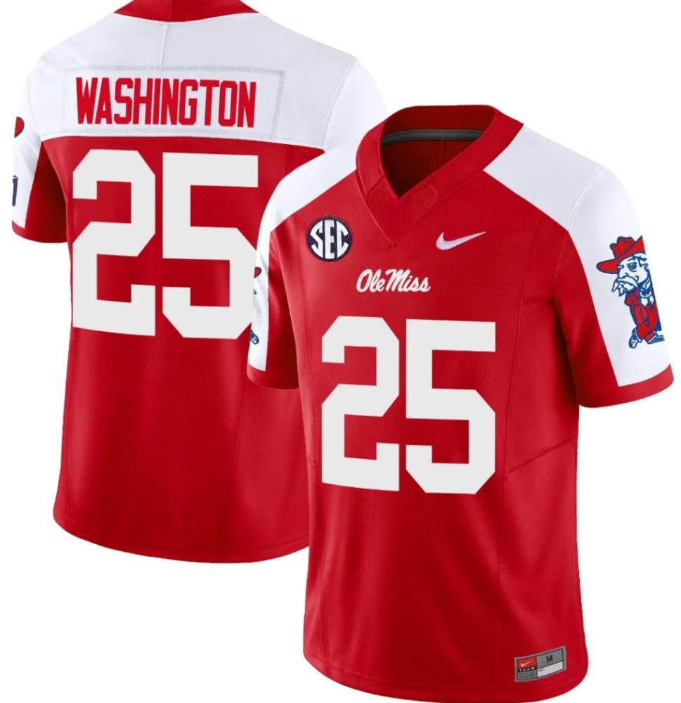 Mens Trey Washington Jersey 25 Ole Miss Rebels Limited All Stitched Red