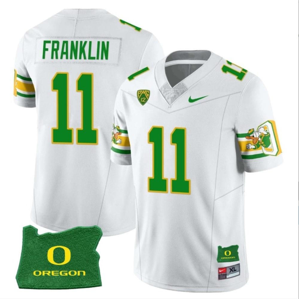 Mens Troy Franklin Jersey 11 Oregon Ducks Mighty Oregon Throwback Football W