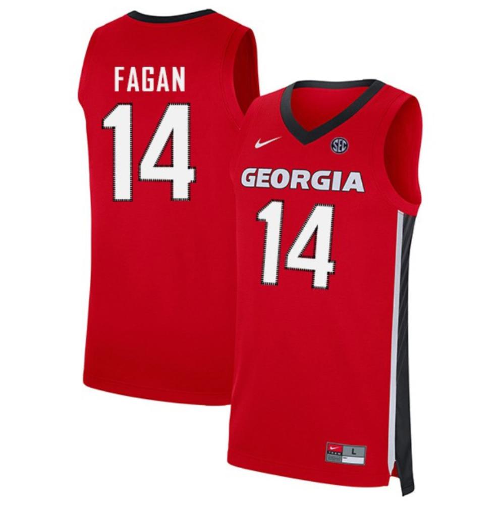 Mens Tye Fagan 14 Red Jersey Ncaa Georgia Bulldogs Basketball Jerseys