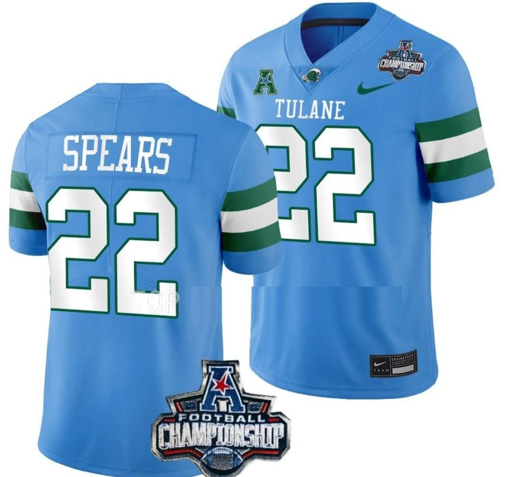 Mens Tyjae Spears Jersey 22 Tulane Green Wave 2022 Acc Football Championship