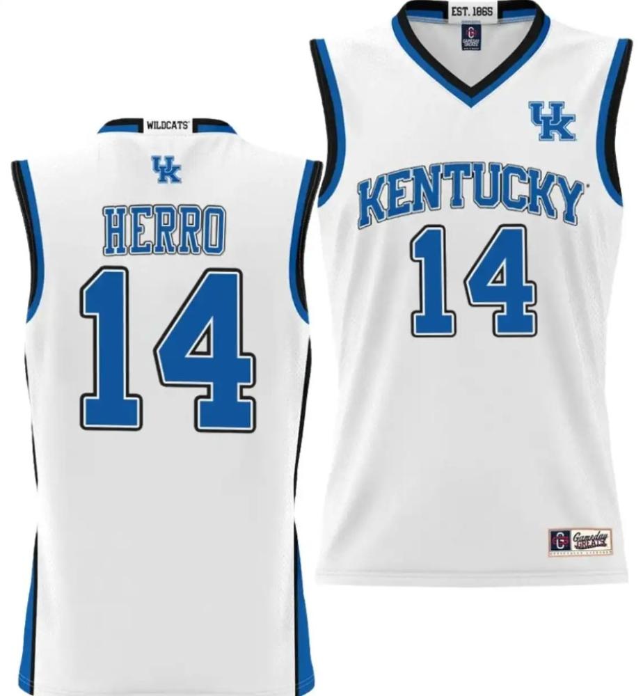 Mens Tyler Herro Jersey 14 Kentucky Wildcats College Basketball White