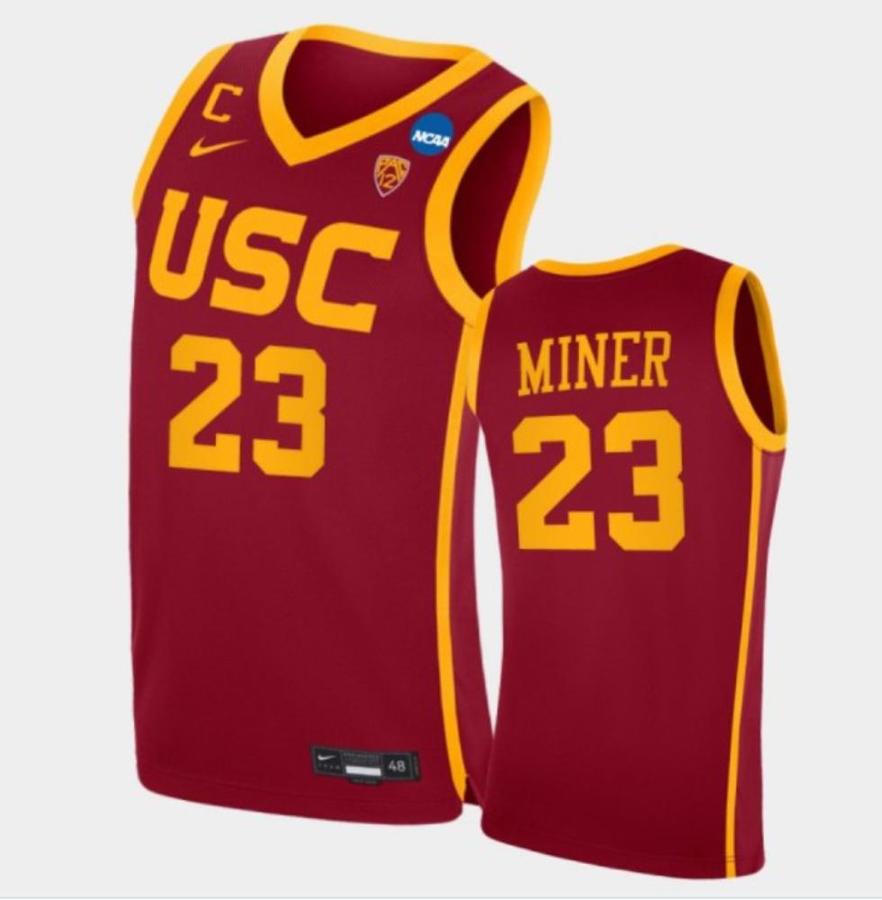 Mens Usc Trojans 23 Harold Miner College Basketball Jersey Red