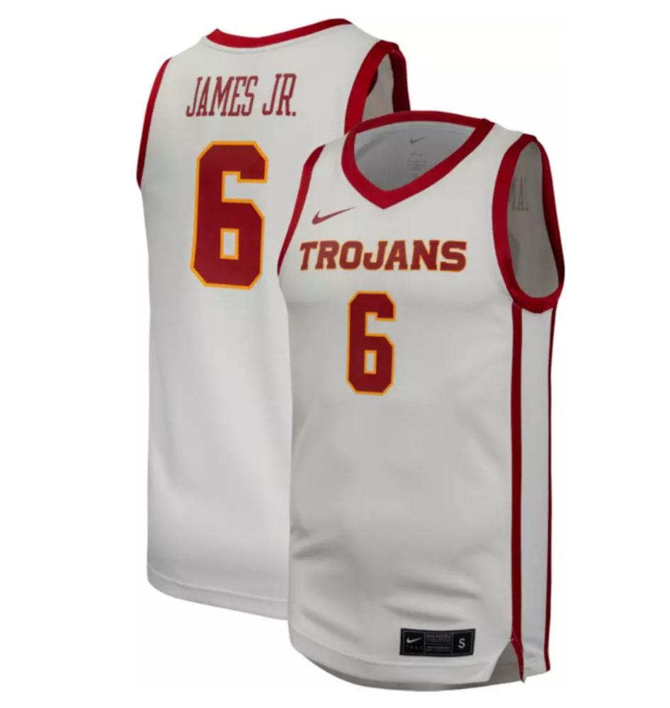 Mens Usc Trojans 6 Bronny James Replica Basketball Jersey White