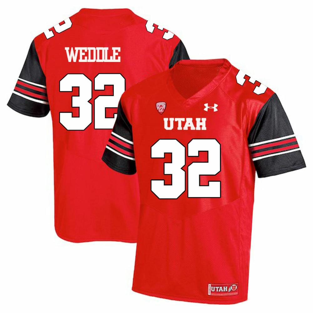 Mens Utah Utes 32 Eric Weddle Ncaa Jersey College Red