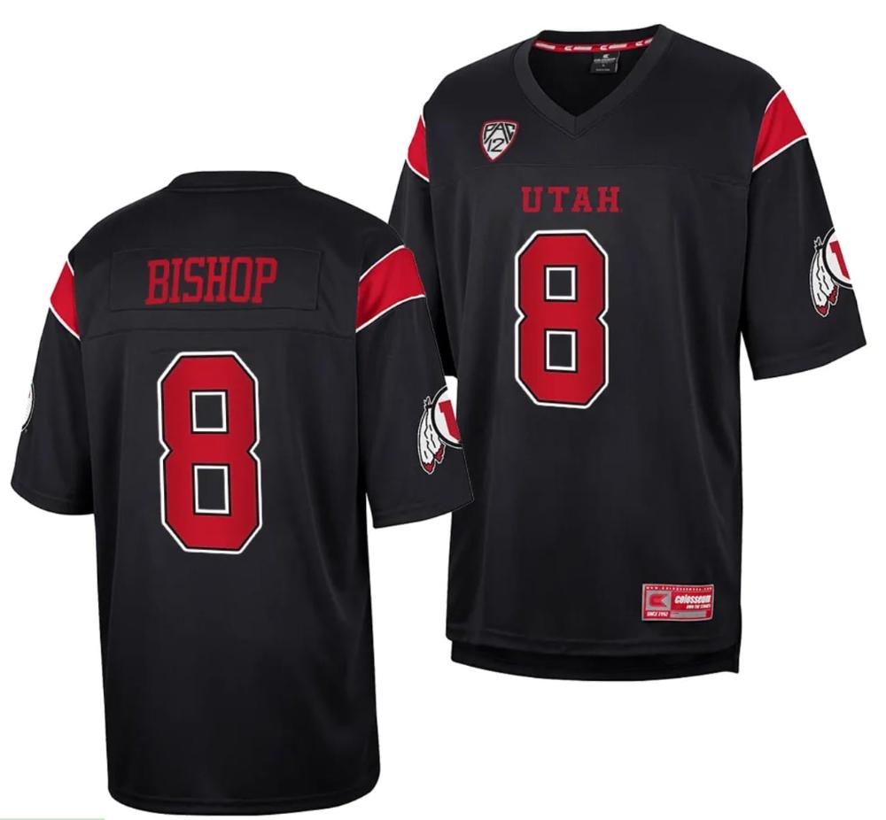 Mens Utah Utes 8 Cole Bishop Jersey College Black