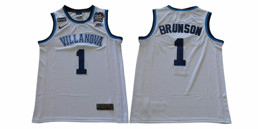 Mens Villanova Wildcats 1 Brunson Ncaa Basketball Jersey White