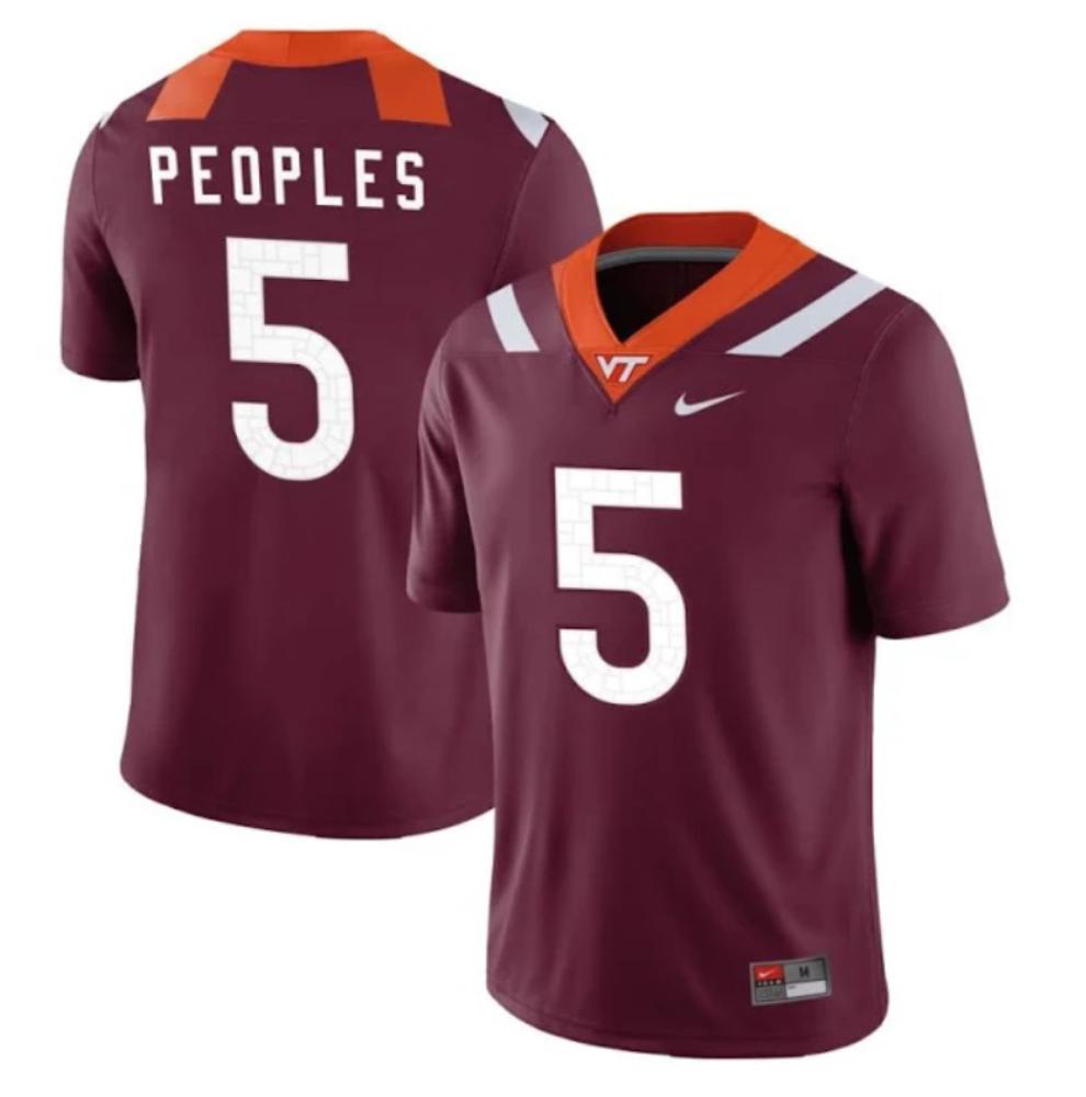 Mens Virginia Tech Hokies Nasir Peoples 5 Football Maroon