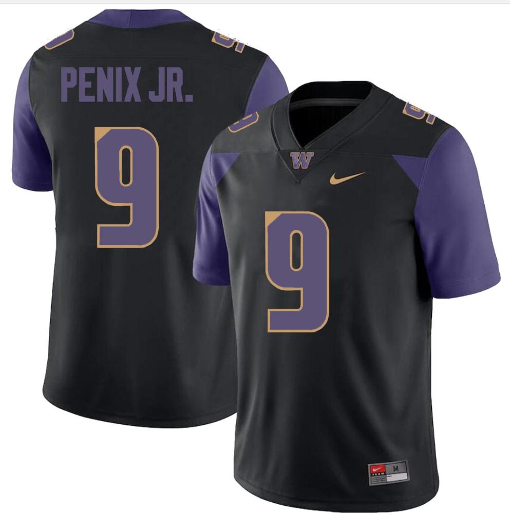 Mens Washington Huskies Michael Penix Jr Jersey 9 College Premier Black
