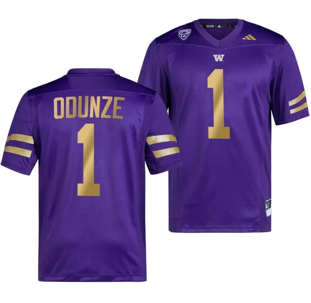 Mens Washington Huskies Rome Odunze Jersey 1 College Premier Purple