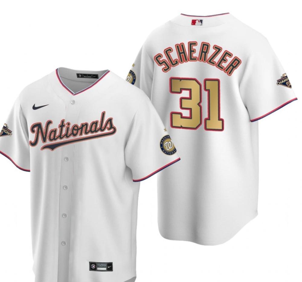 Mens Washington Nationals 31 Max Scherzer Jerseys White