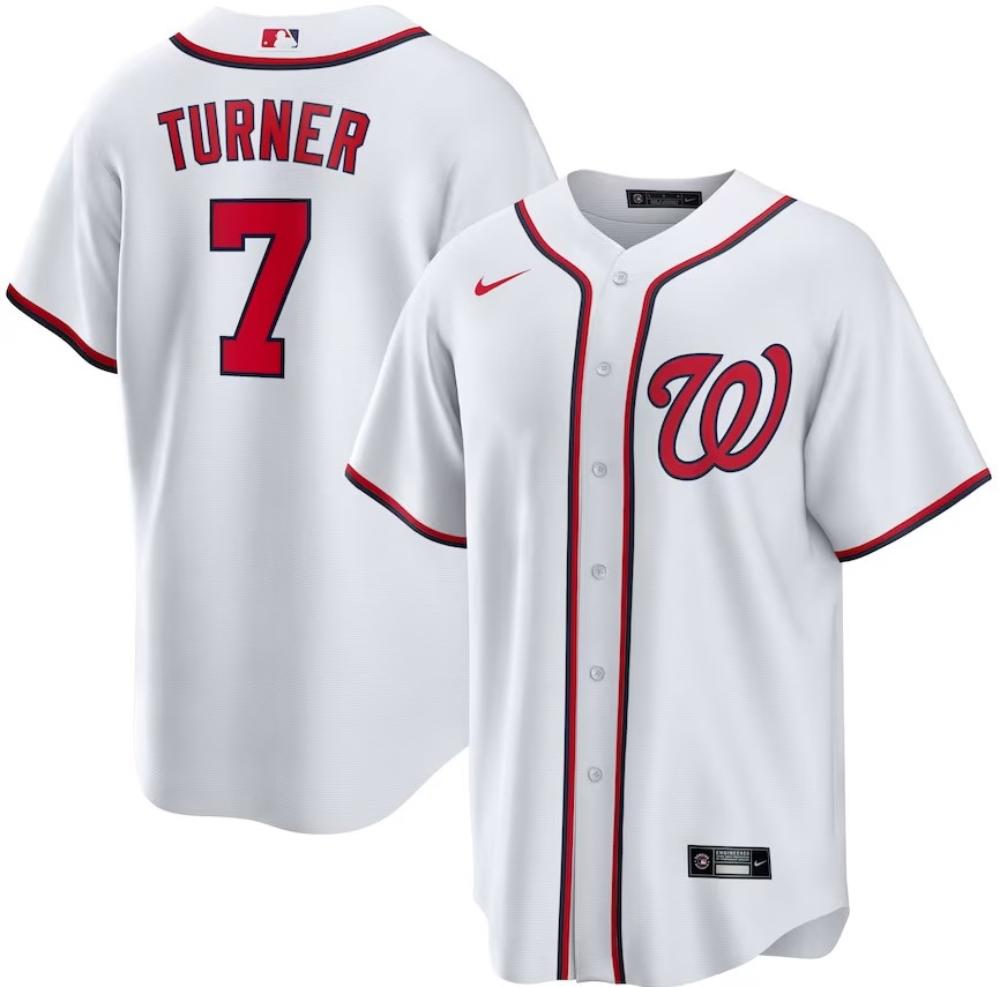 Mens Washington Nationals 7 Trea Turner Home Jerseys White