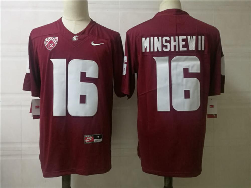 Mens Washington State 16 Minshew Ii College Jersey Red