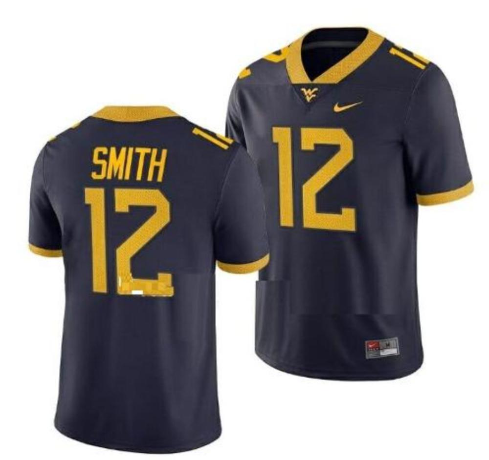 Mens West Virginia Mountaineers Geno Smith 12 Football Navy Jersey
