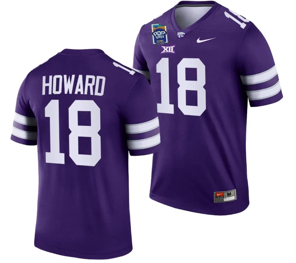 Mens Will Howard Jersey 18 Kansas State Wildcats 2023 Pop tarts Bowl Football