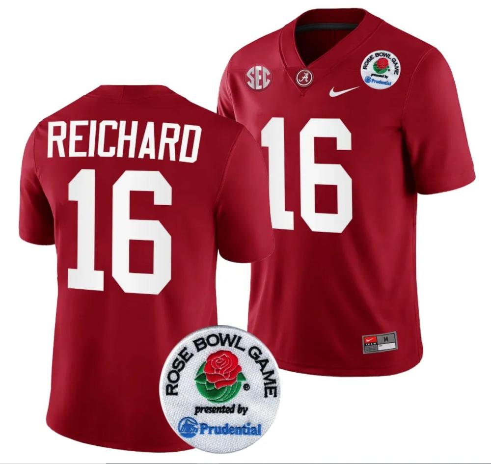 Mens Will Reichard Jersey 16 Alabama Crimson Tide Rose Bowl Game 2024 Patch C