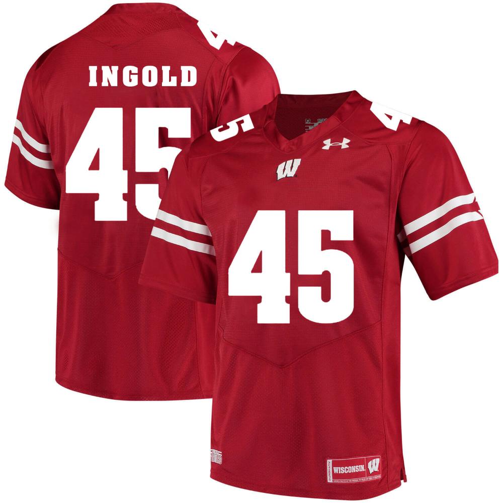 Mens Wisconsin Badgers 45 Alec Ingold College Jersey Red
