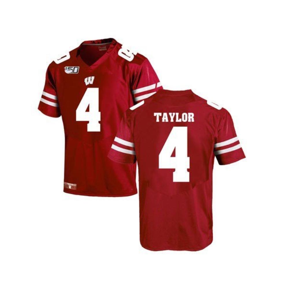 Mens Wisconsin Badgers Aj Taylor 150th Anniversary College Jersey Red