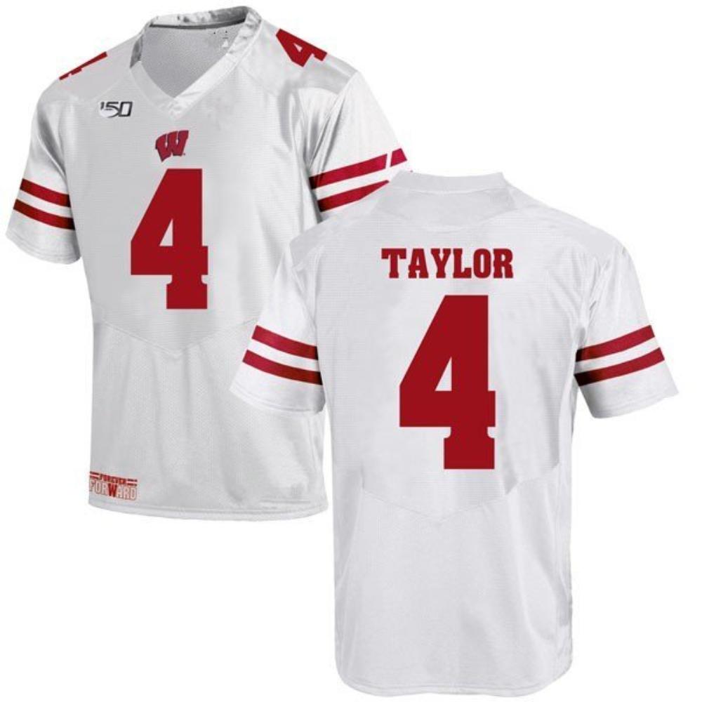 Mens Wisconsin Badgers Aj Taylor 150th Anniversary College Jersey White