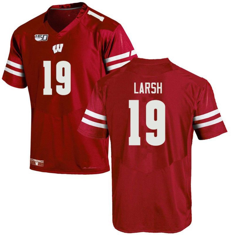 Mens Wisconsin Badgers Collin Larsh 150th Anniversary College Jersey Red