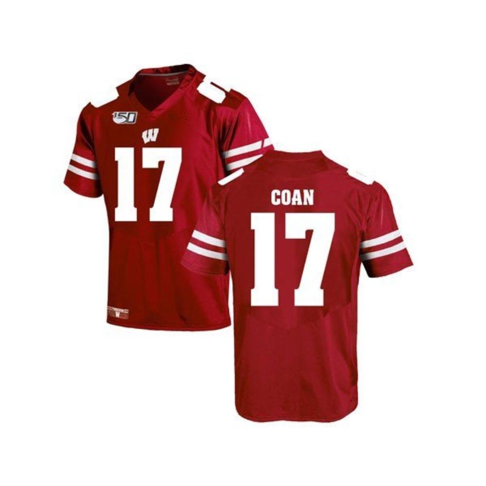 Mens Wisconsin Badgers Jack Coan 150th Anniversary College Jersey Red
