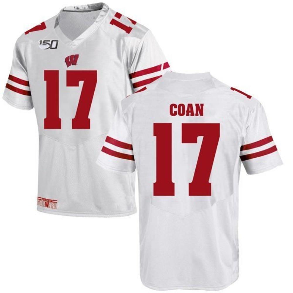 Mens Wisconsin Badgers Jack Coan 150th Anniversary College Jersey White