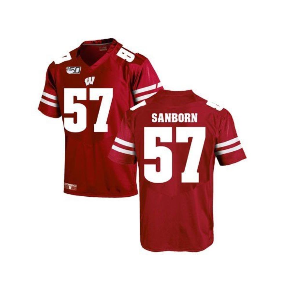 Mens Wisconsin Badgers Jack Sanborn 150th Anniversary College Jersey Red